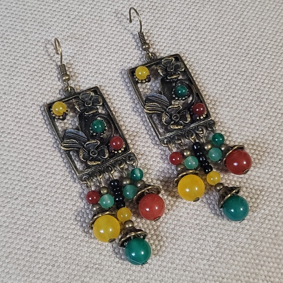 Hand Crafted Jewelry - Hand Crafted Multicolor Bohemian Earrings